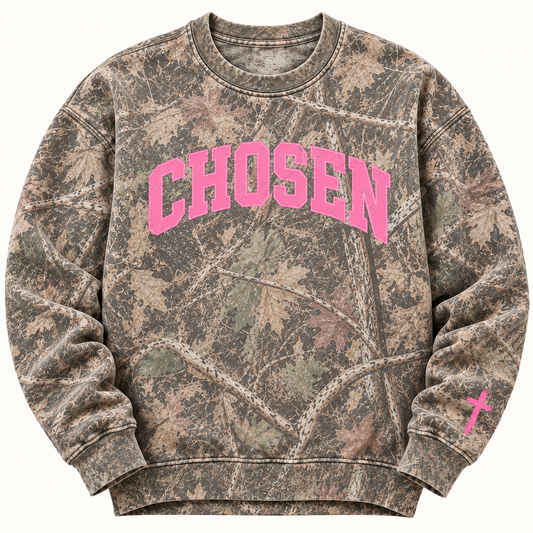 Chosen Deadwood Tree Camo Crew Neck Sweatshirt(Pink)