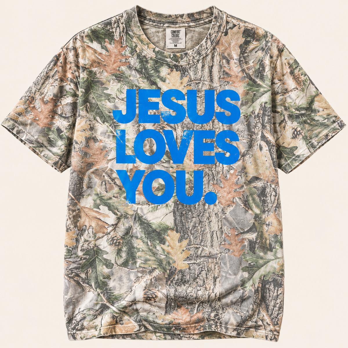 Jesus Loves You Camo Graphic Tee(Blue)