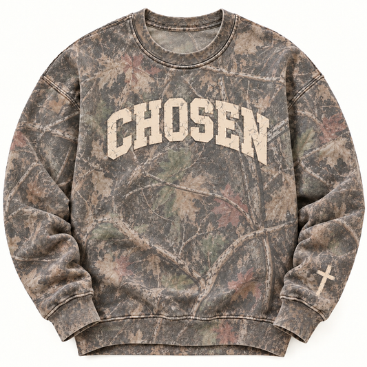 Chosen Deadwood Tree Camo Crew Neck Sweatshirt(Cream)