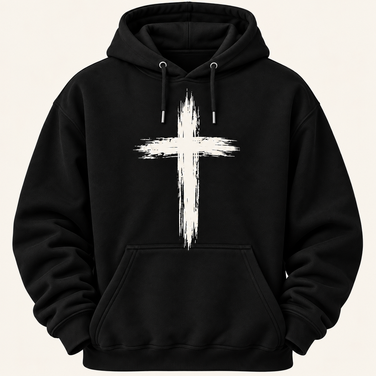 White Brush Cross Hoodie