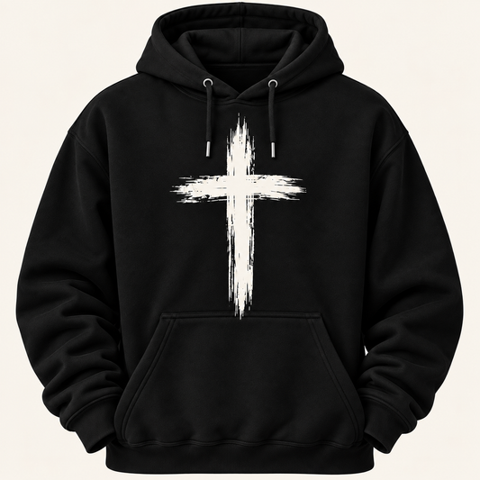 White Brush Cross Hoodie